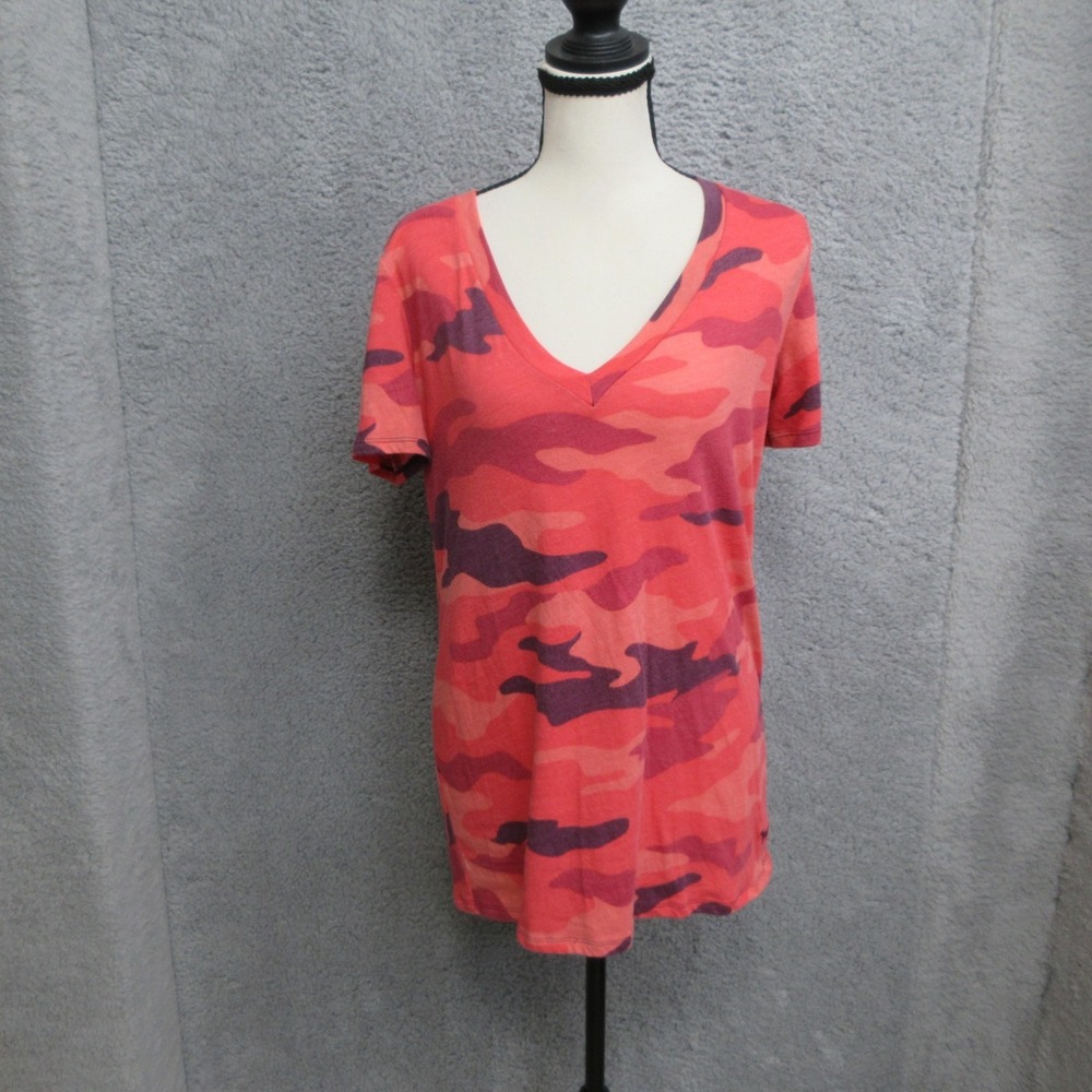 PINK Victorias Secret Camo Shirt Women S‎ Pink V Neck Y2K Streetwear Sporty Soft